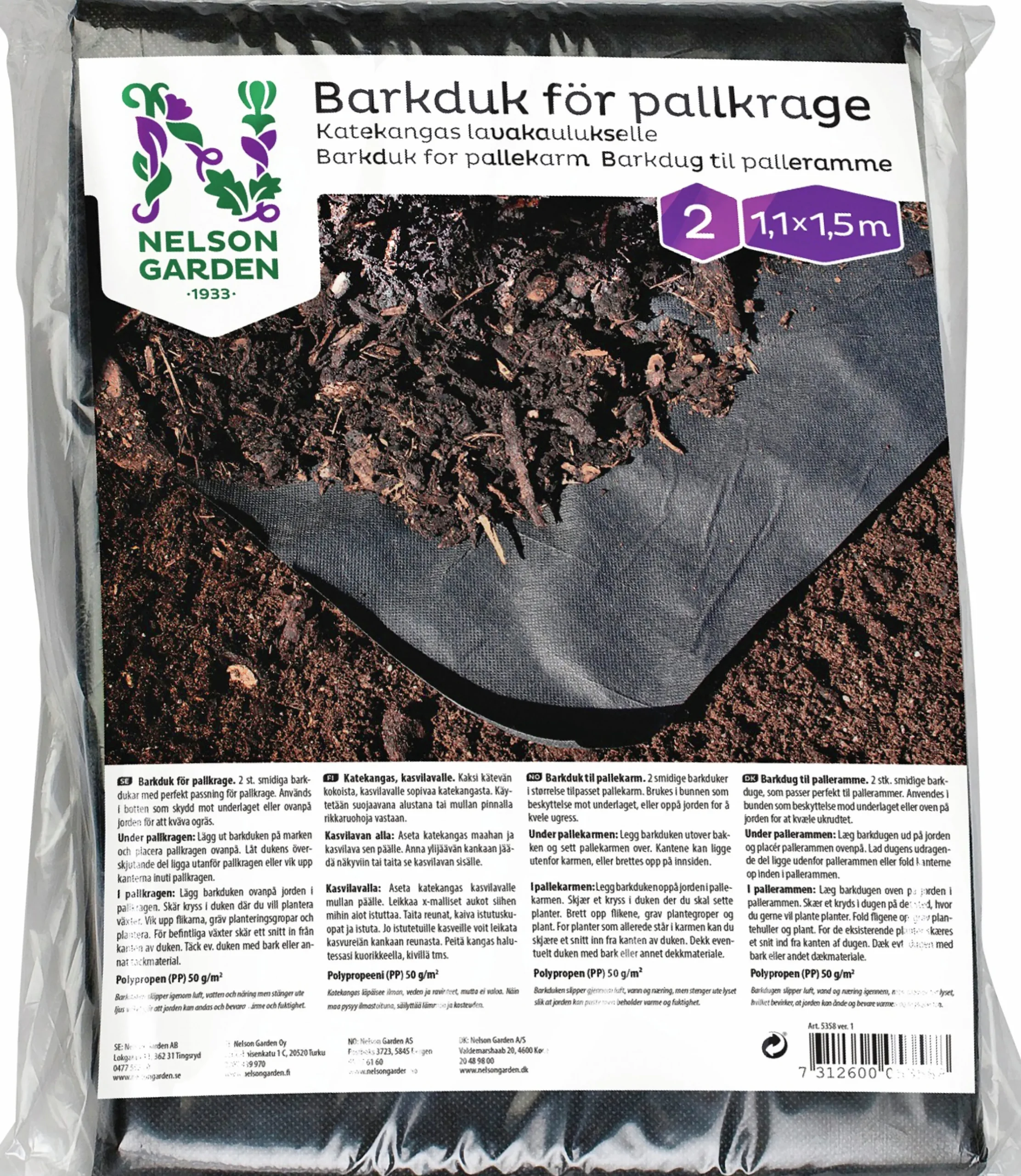 Barkduk till Pallkrage helpall Svart 2-p>Nelson Garden New