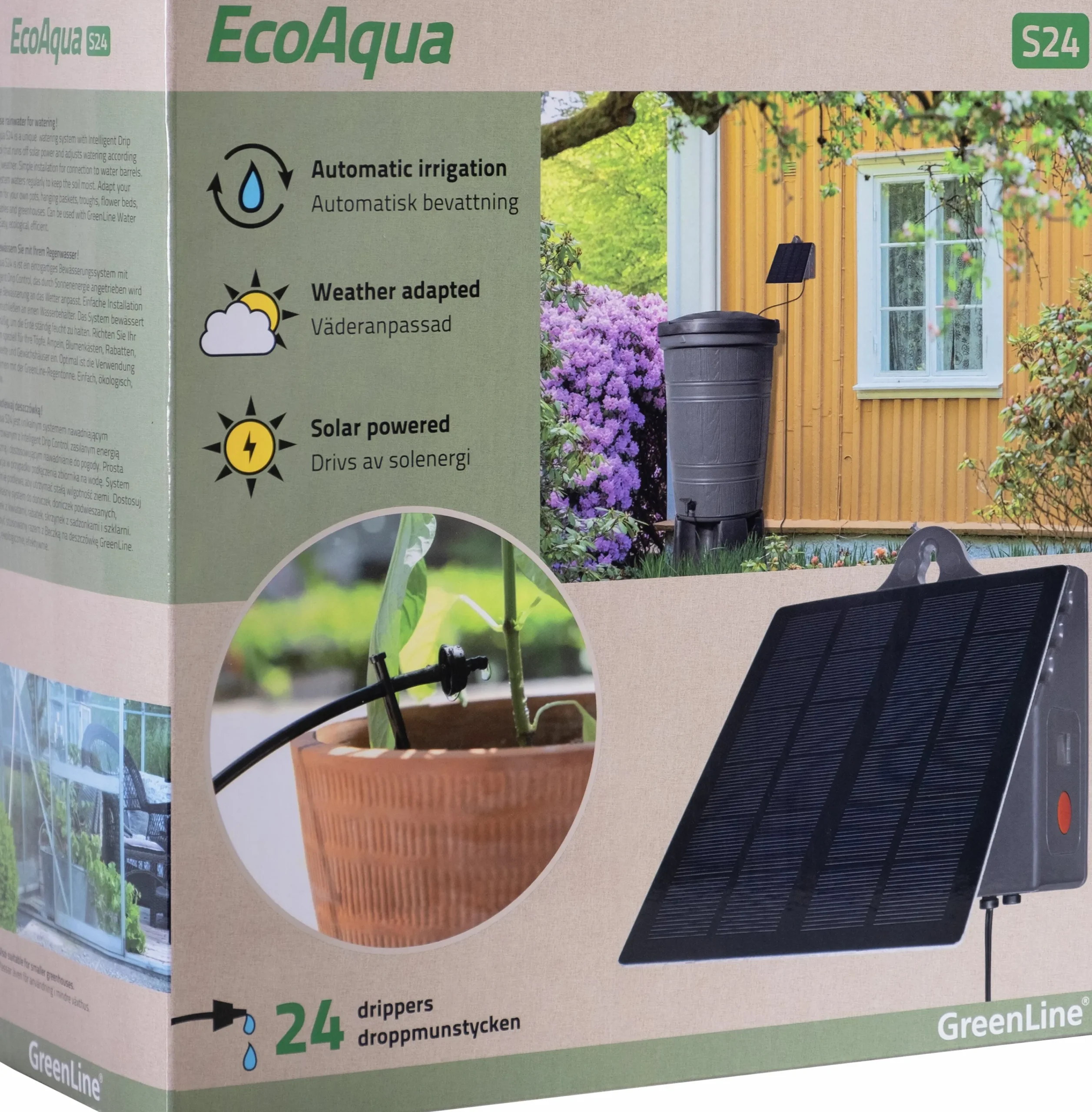 Droppbevattningssystem EcoAqua S24 Solcell 24 munstycken>GreenLine Online