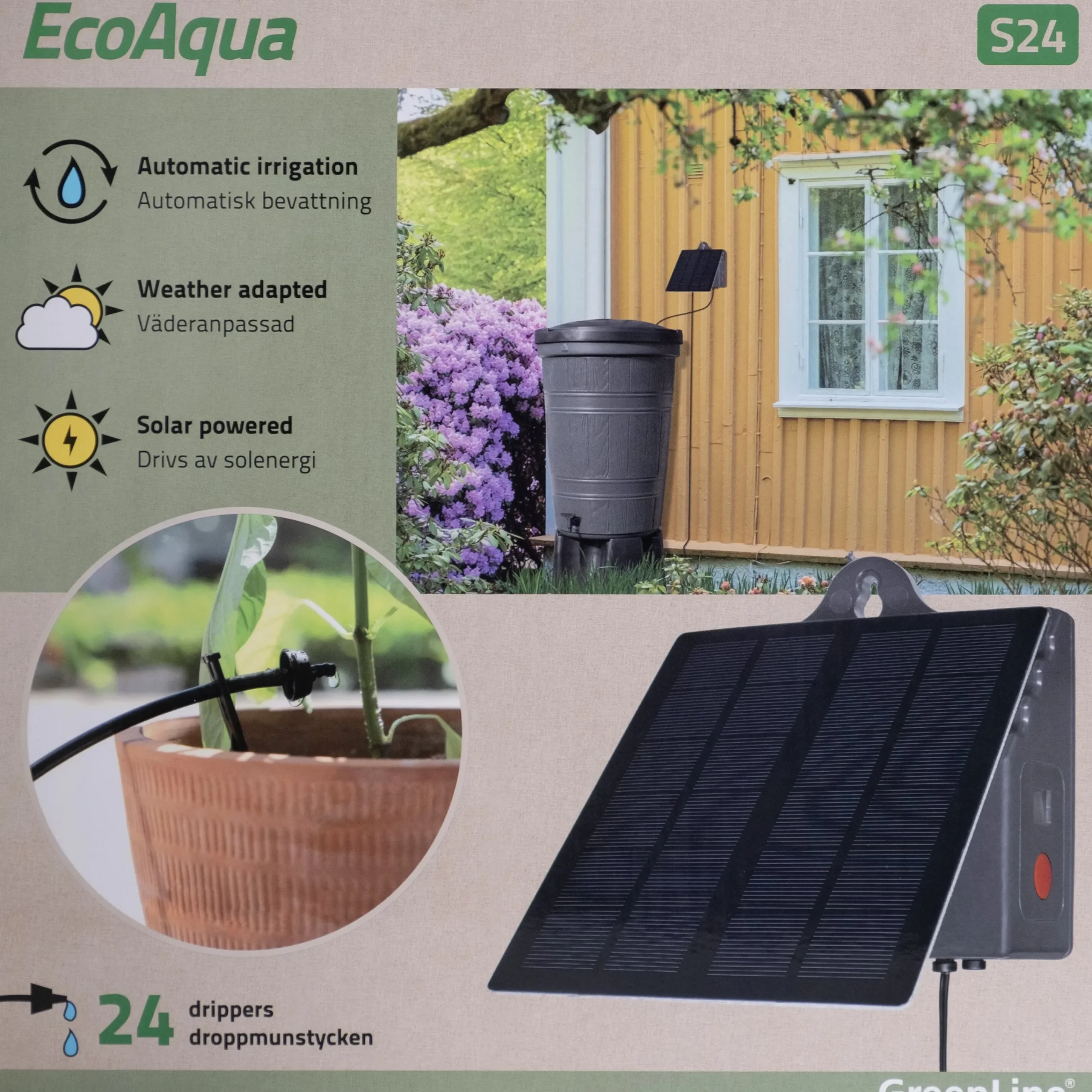 Droppbevattningssystem EcoAqua S24 Solcell 24 munstycken>GreenLine Online