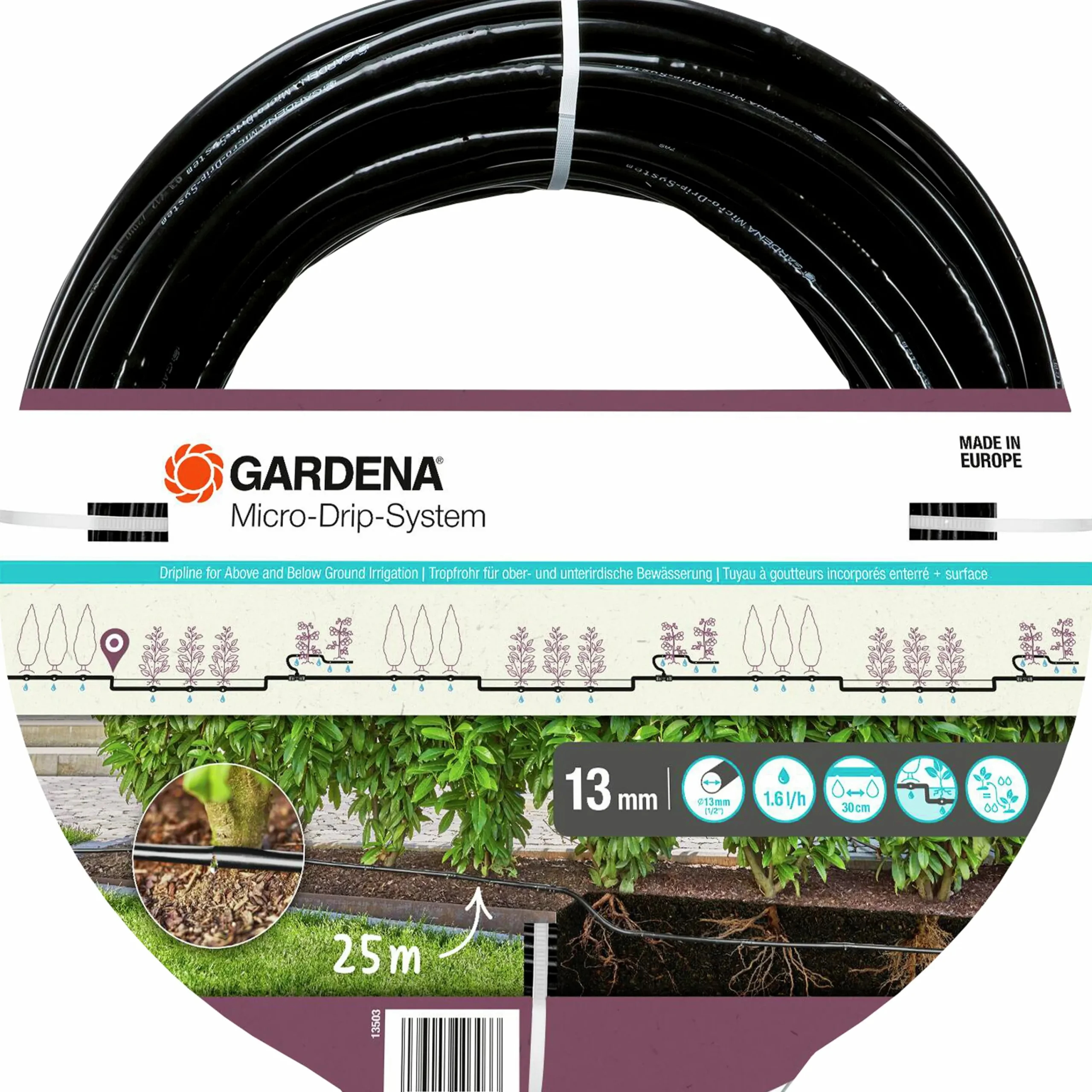 Droppslang Förlängning Ovan/Under jord 25m>Gardena Clearance