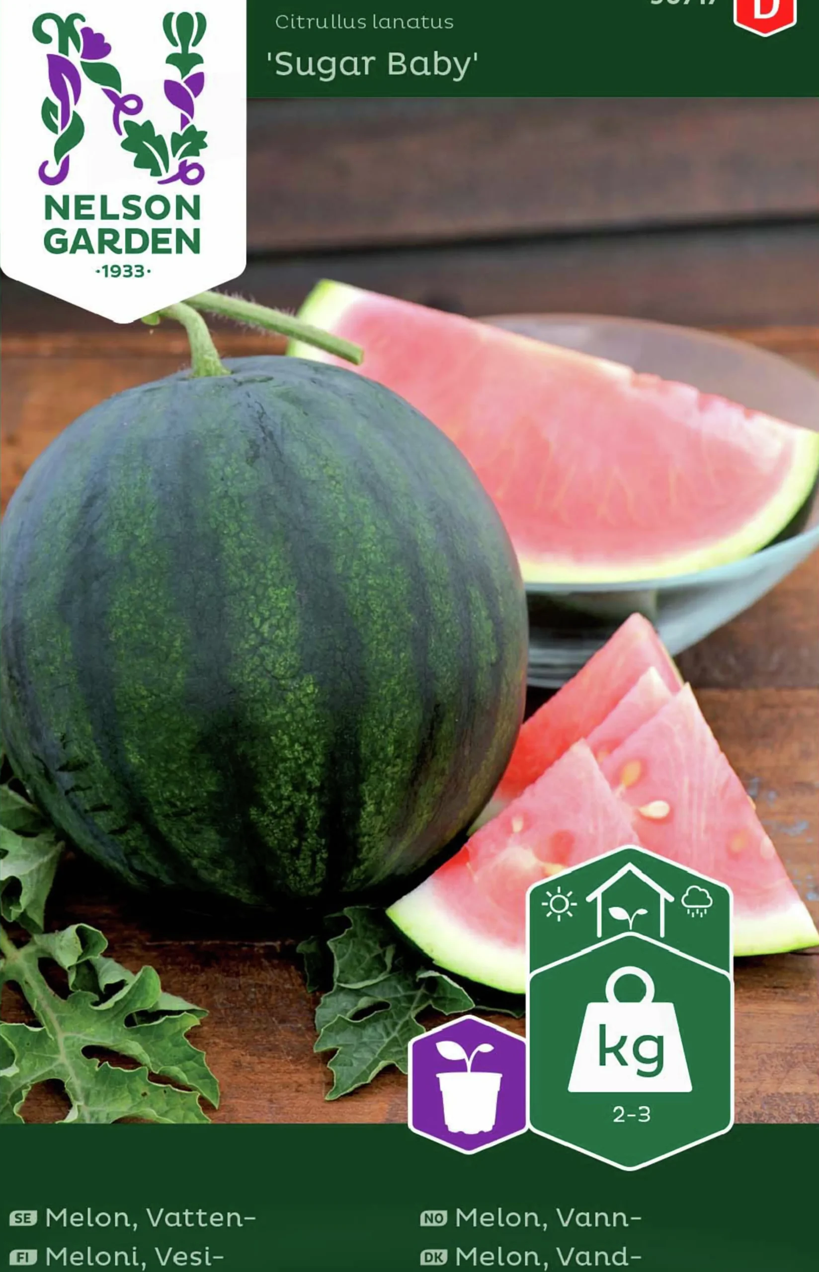Fröer Vattenmelon Sugar Baby>Nelson Garden Best