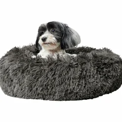 Hundbädd Loppa Donut Fluffig Antracitgrå 60cm><noscript><img width=