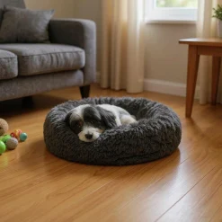 Hundbädd Loppa Donut Fluffig Antracitgrå 50cm>Hunter Outlet