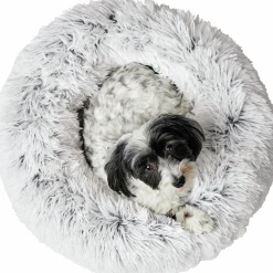 Hundbädd Loppa Donut Fluffig Vit 60cm><noscript><img width=