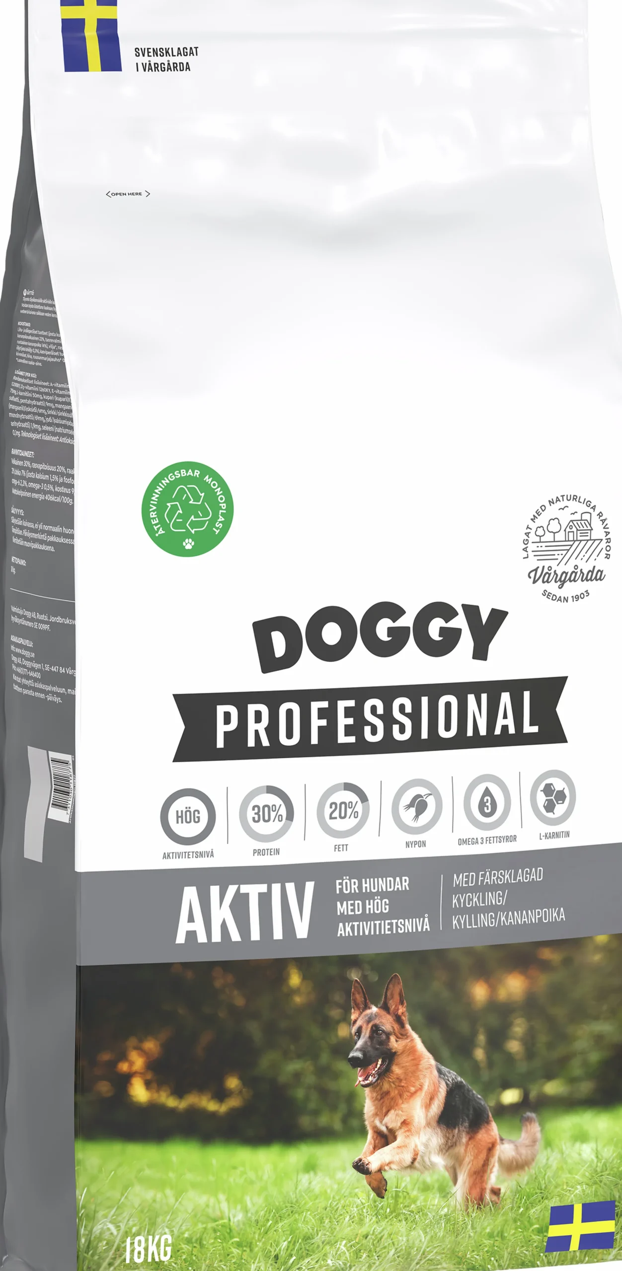 Hundfoder Aktiv 18kg>Doggy Professional Sale