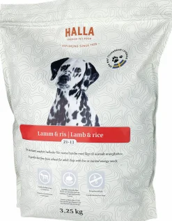 Hundfoder Halla Lamm & Ris 3,25kg>Halla Petfood Best
