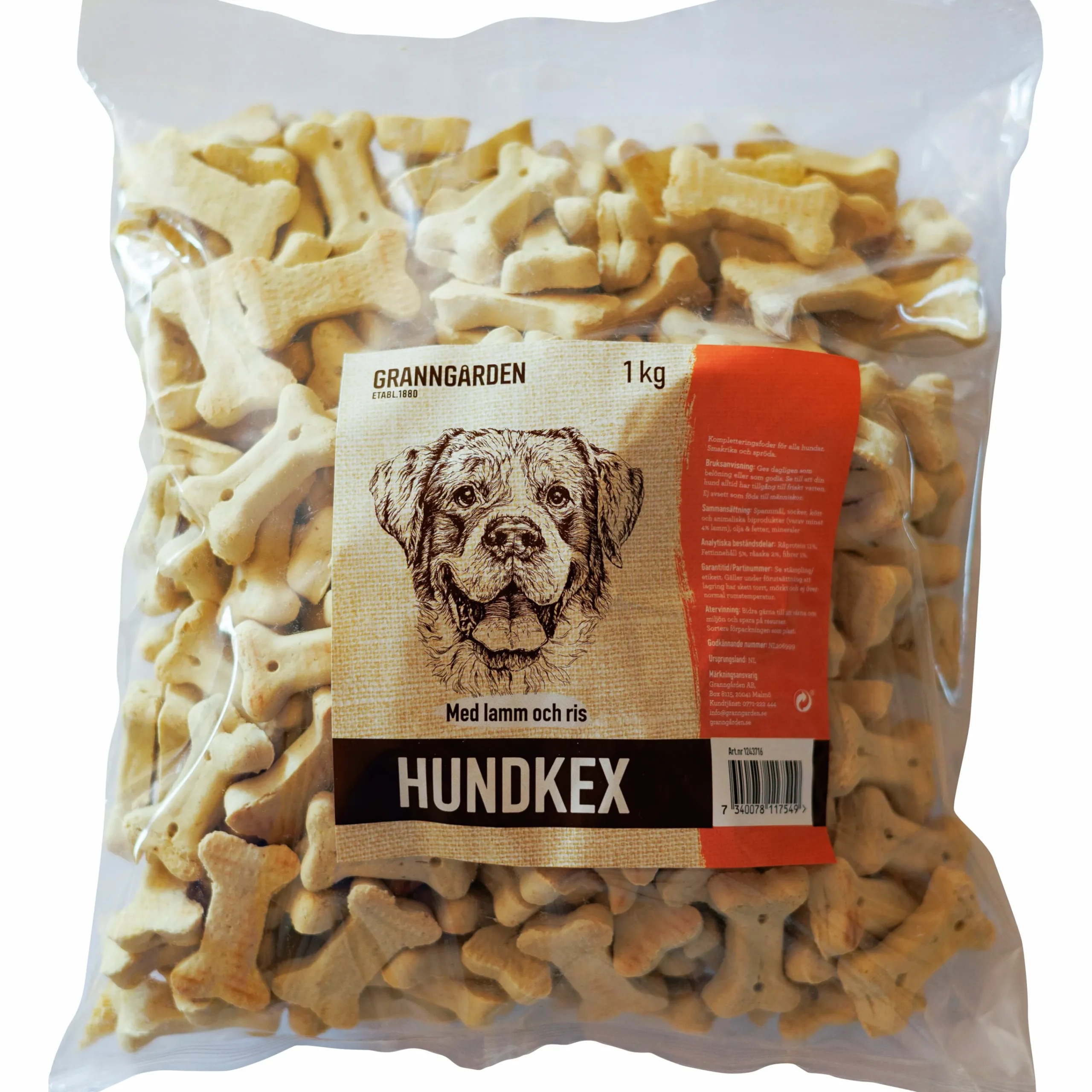 Hundkex Lamm & Ris 1kg>Granngården New