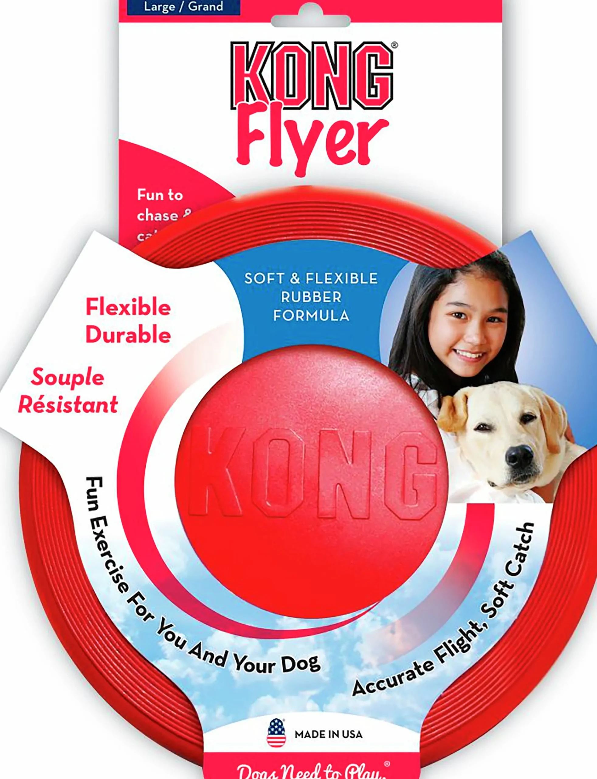 Hundleksak Flyer Röd L Ø23cm>Kong Outlet