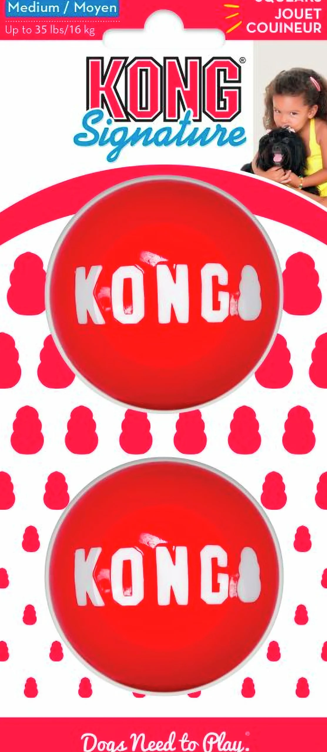 Hundleksak Signature Balls Röd M Ø6,3cm 2-p>Kong Clearance
