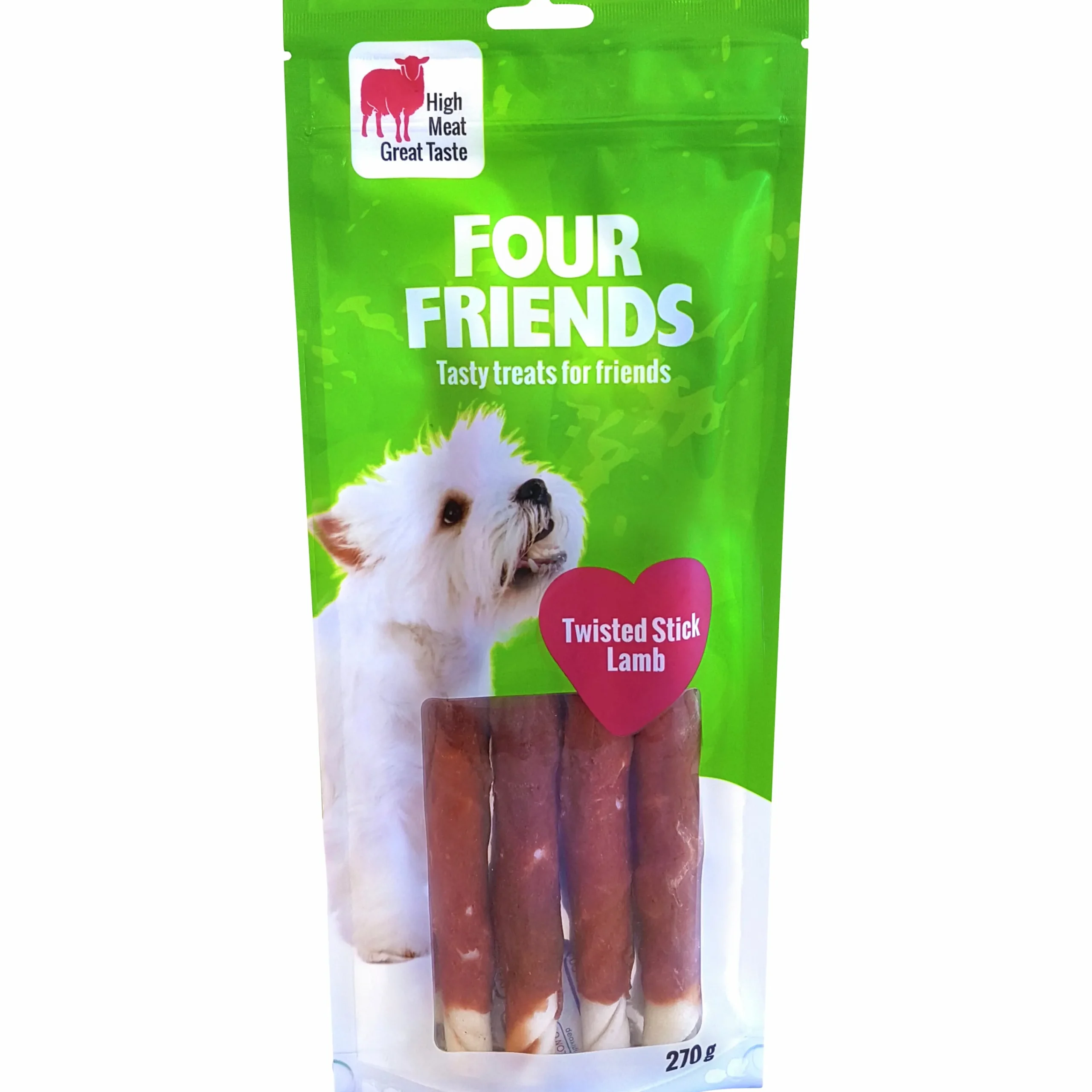 Hundtugg Four Friends Twisted Stick Lamb 25cm 4-p>FourFriends Hot