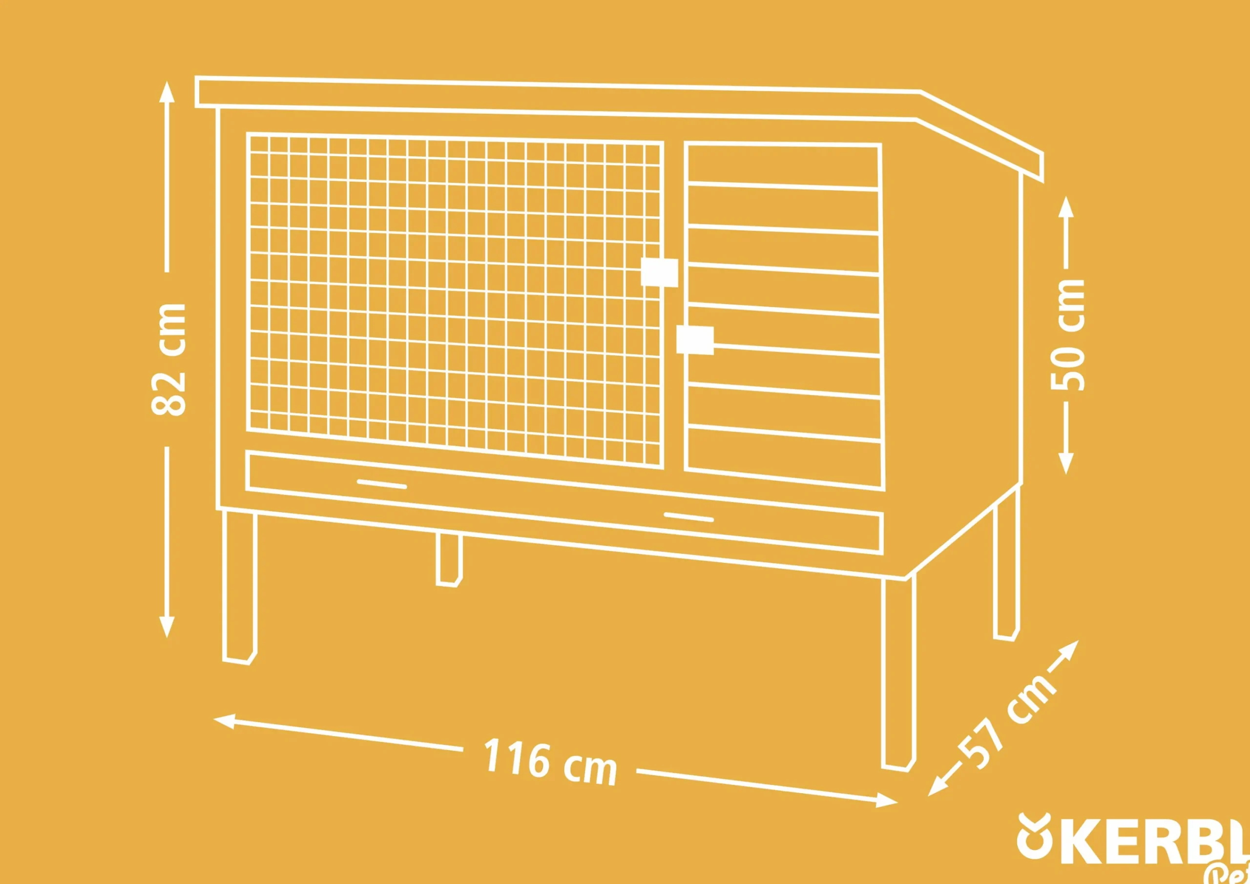 Kaninbur Underhållsfri Eco Plast Samy 116x57x82cm>Kerbl Discount