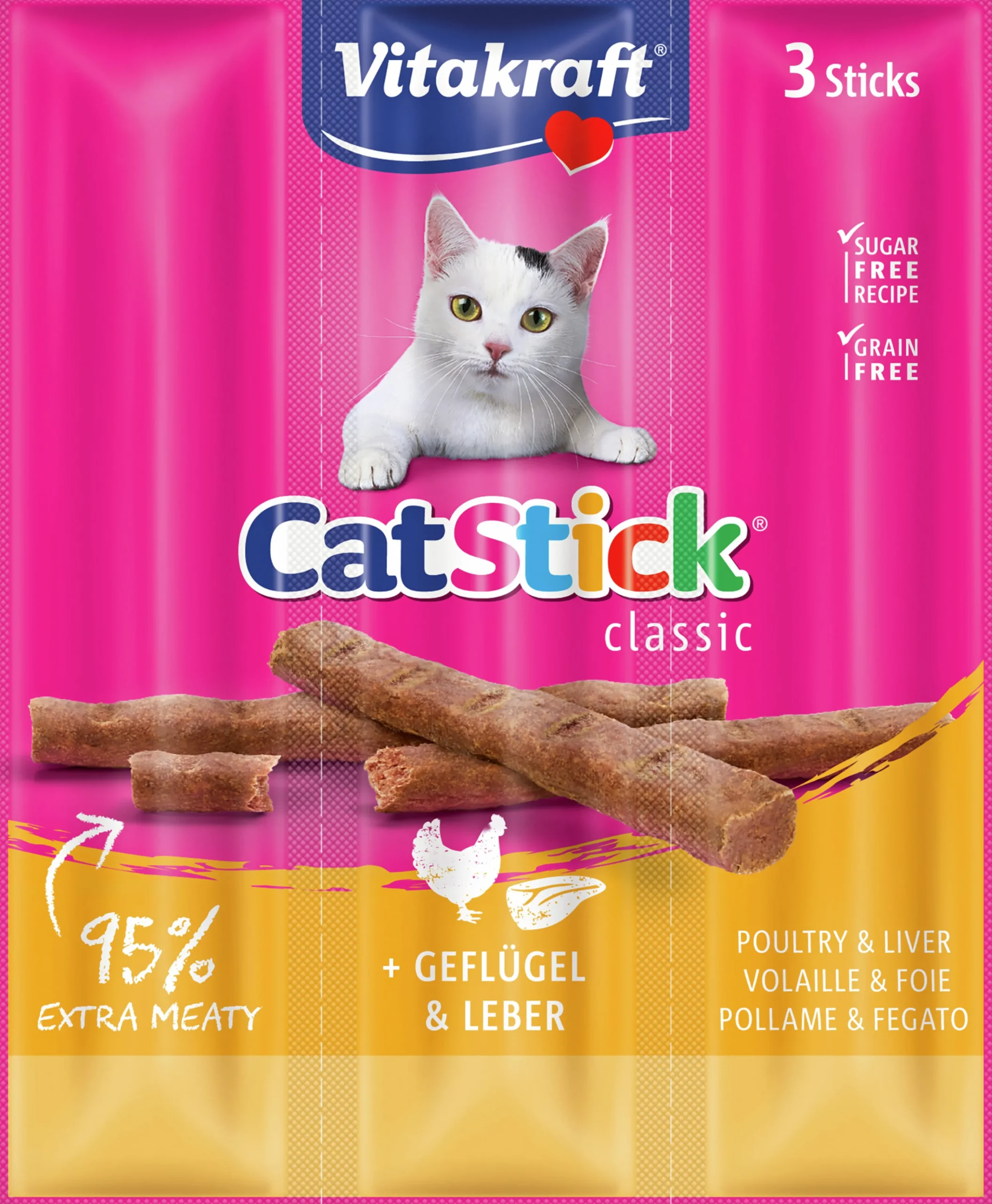 Kattgodis Cat Stick Mini Pinnar Kyckling/Lever 3-p>Vitakraft New
