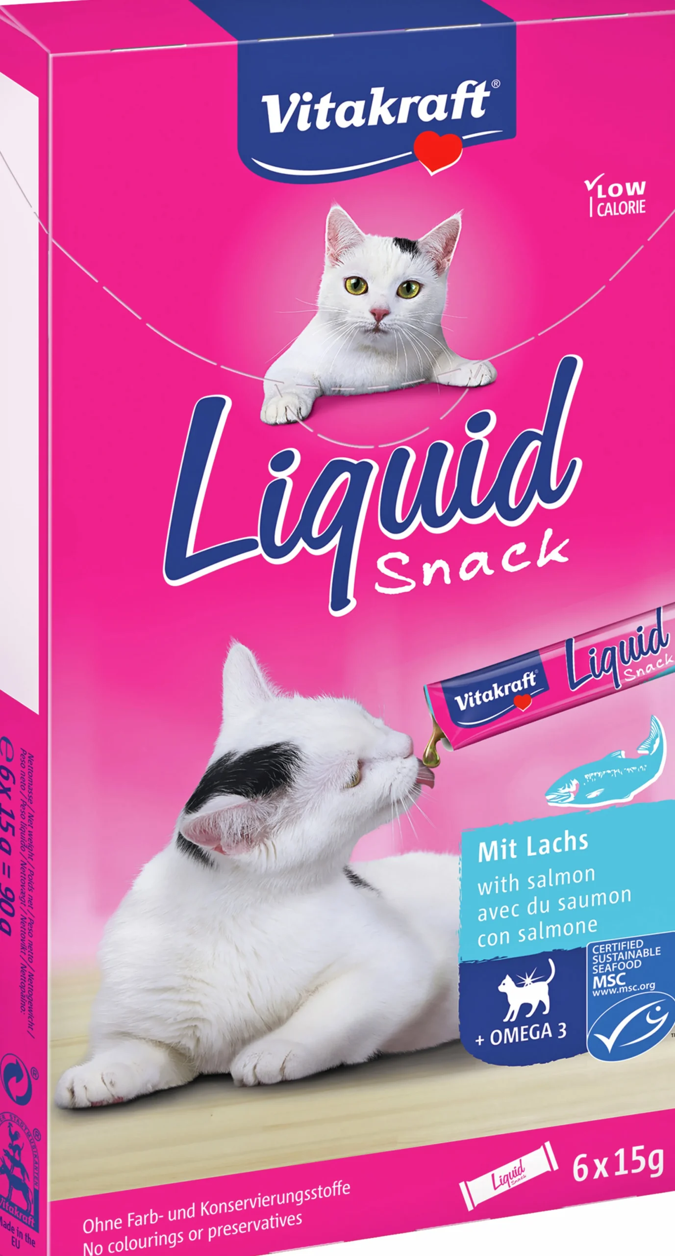 Kattgodis LiquidSnack Lax/Omega 3 6x15g>Vitakraft Hot