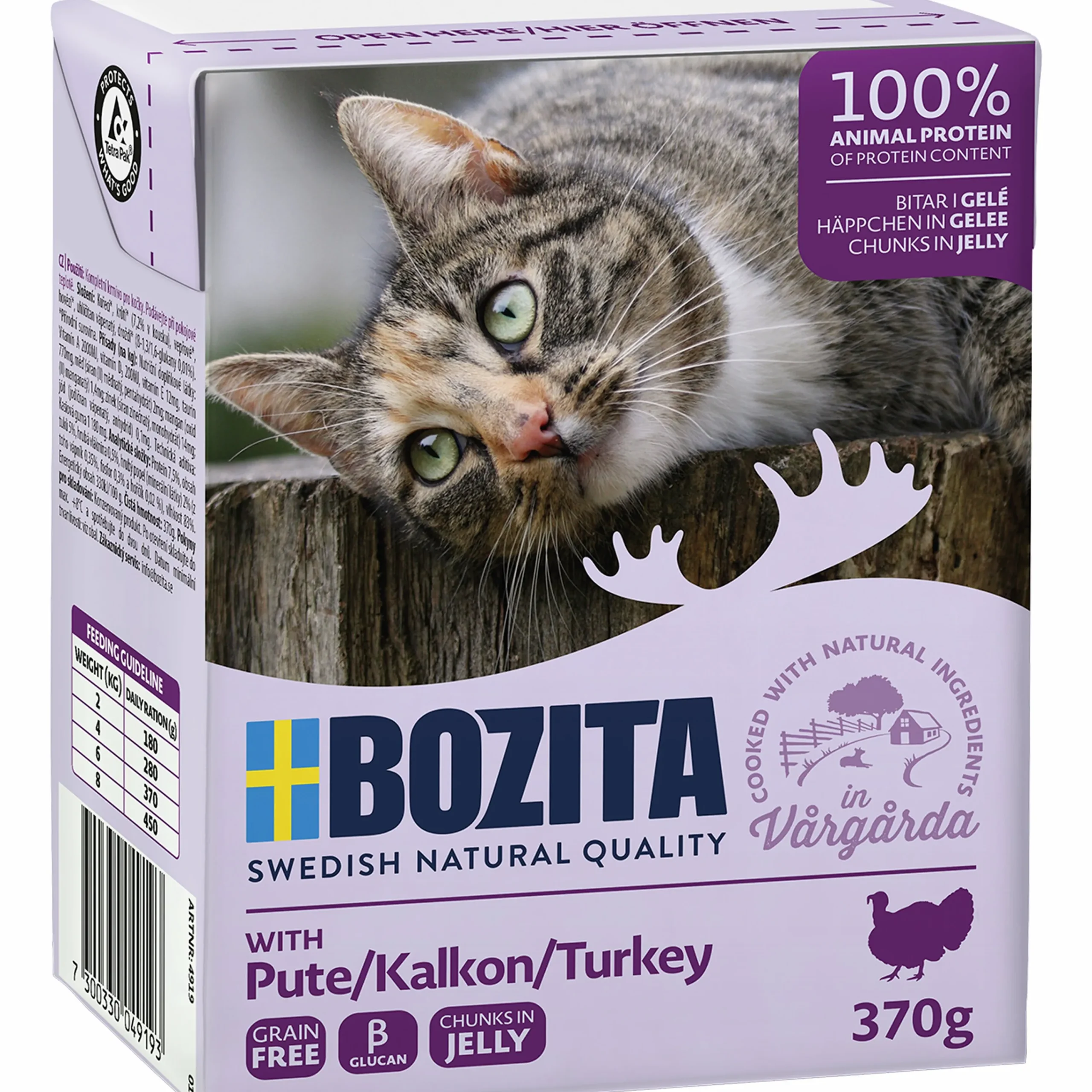 Kattmat Bitar i gelé med Kalkon 370g>Bozita Outlet
