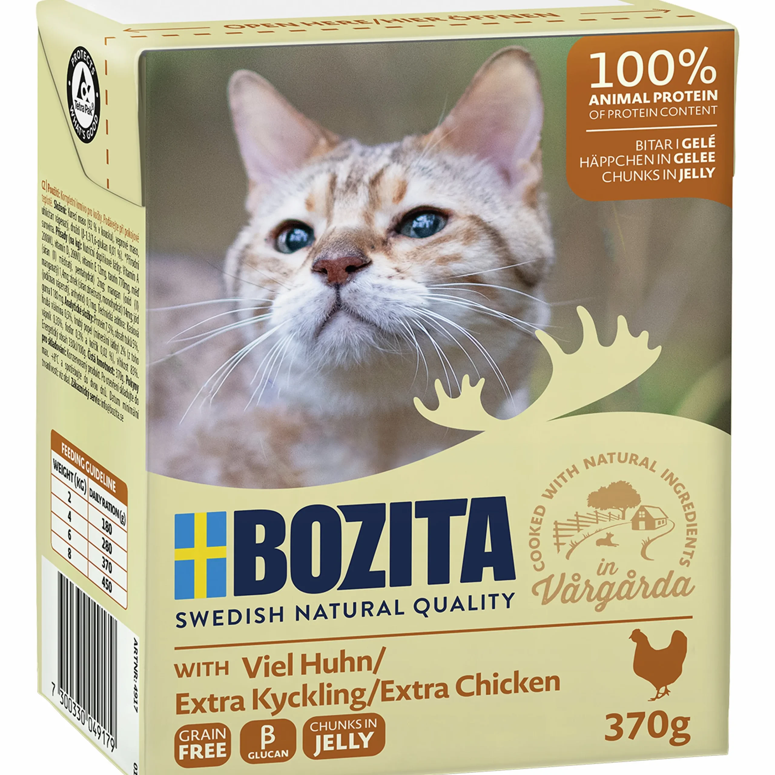 Kattmat Bitar i gelé med Extra kyckling 370g>Bozita Discount