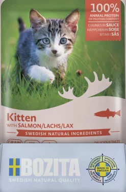 Kattmat Kitten Menybox Lax/Kyckling i sås 12x85g>Bozita Outlet