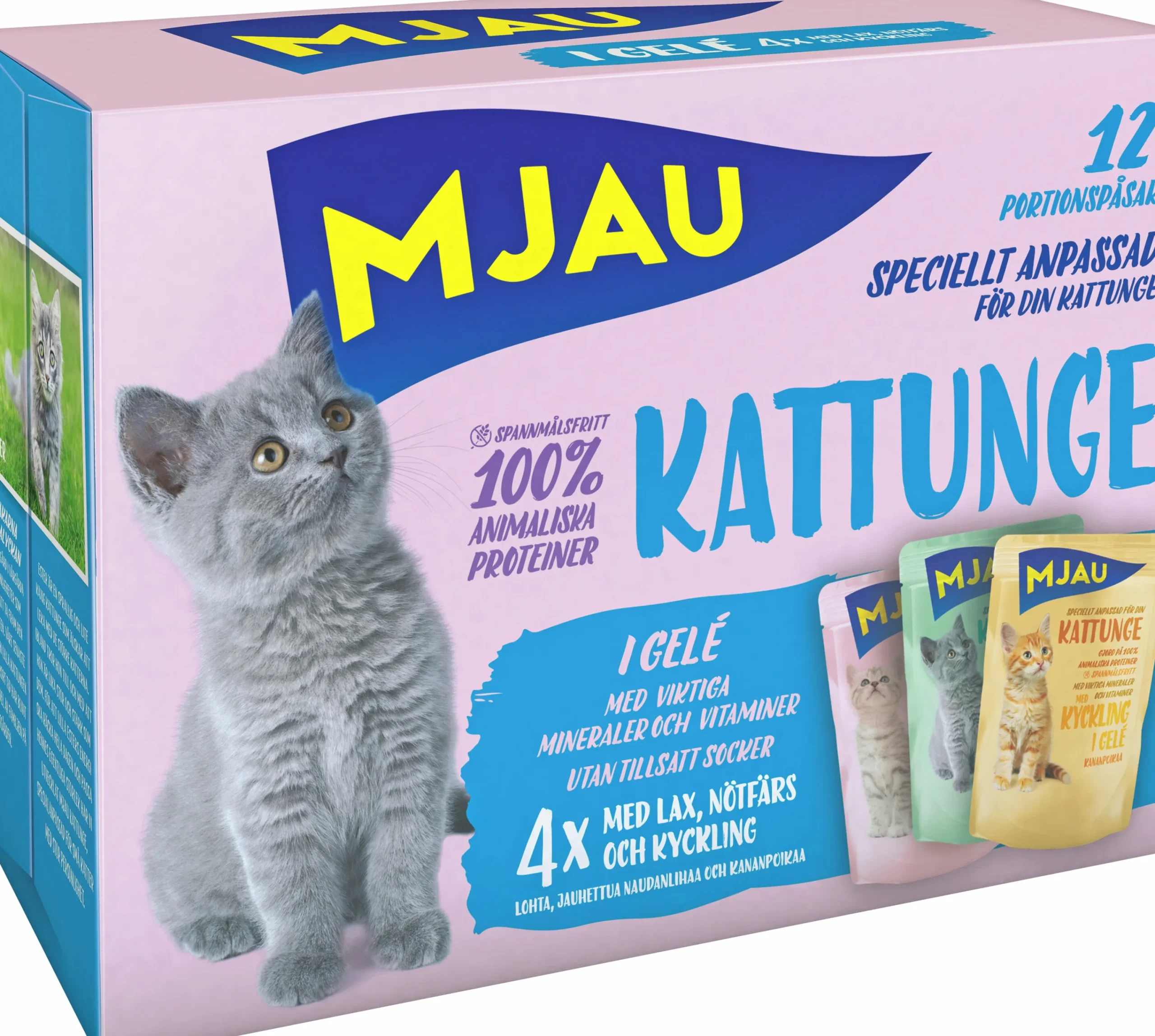Kattmat Kattunge Menybox Kött/Fisk i gelé 12x85g>Mjau Online