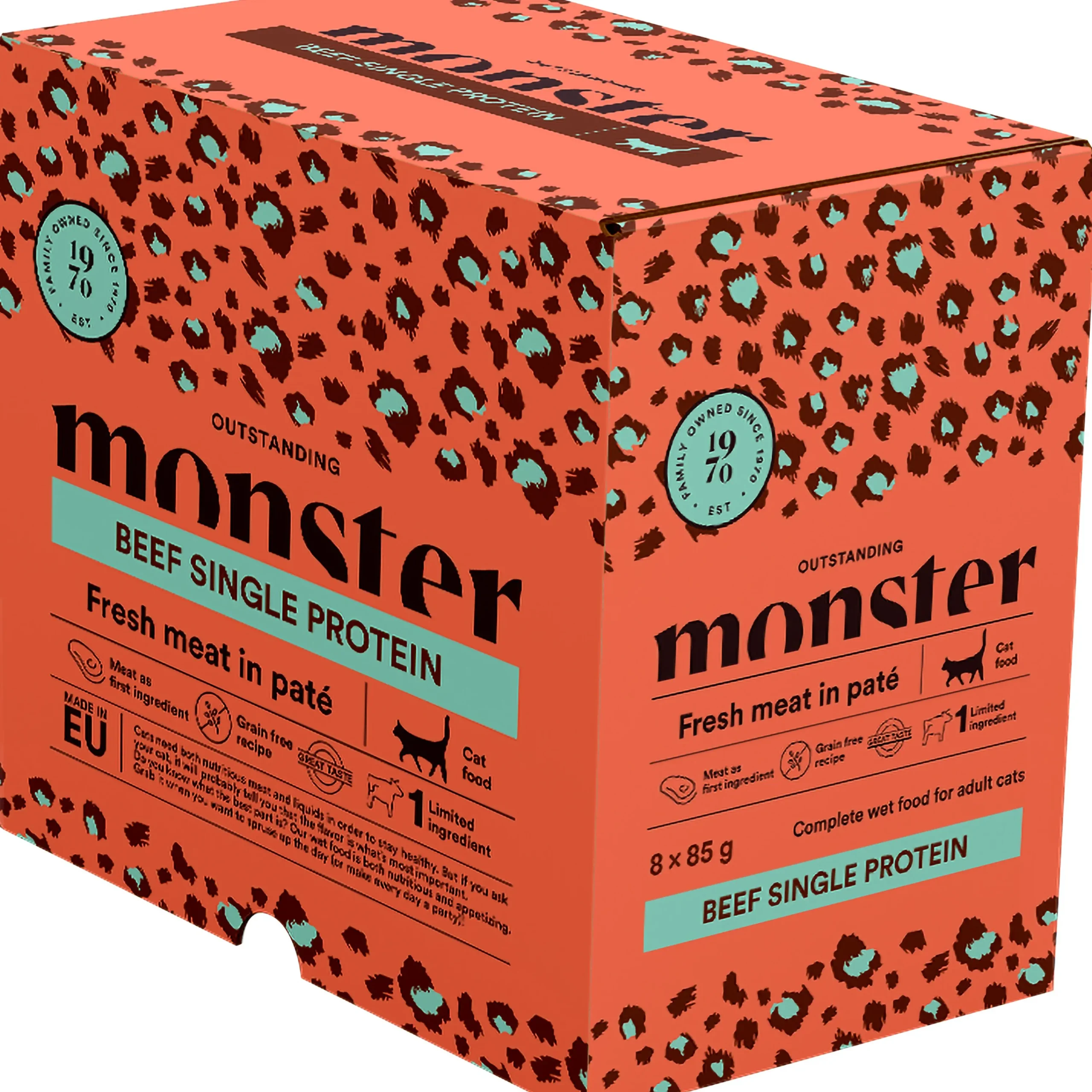 Kattmat Adult Pouches Beef paté 8x85g>Monster Best