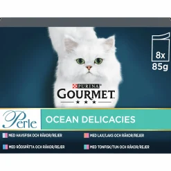 Kattmat Gourmet Perle Menybox Fish i sås 8x85g>Purina Hot