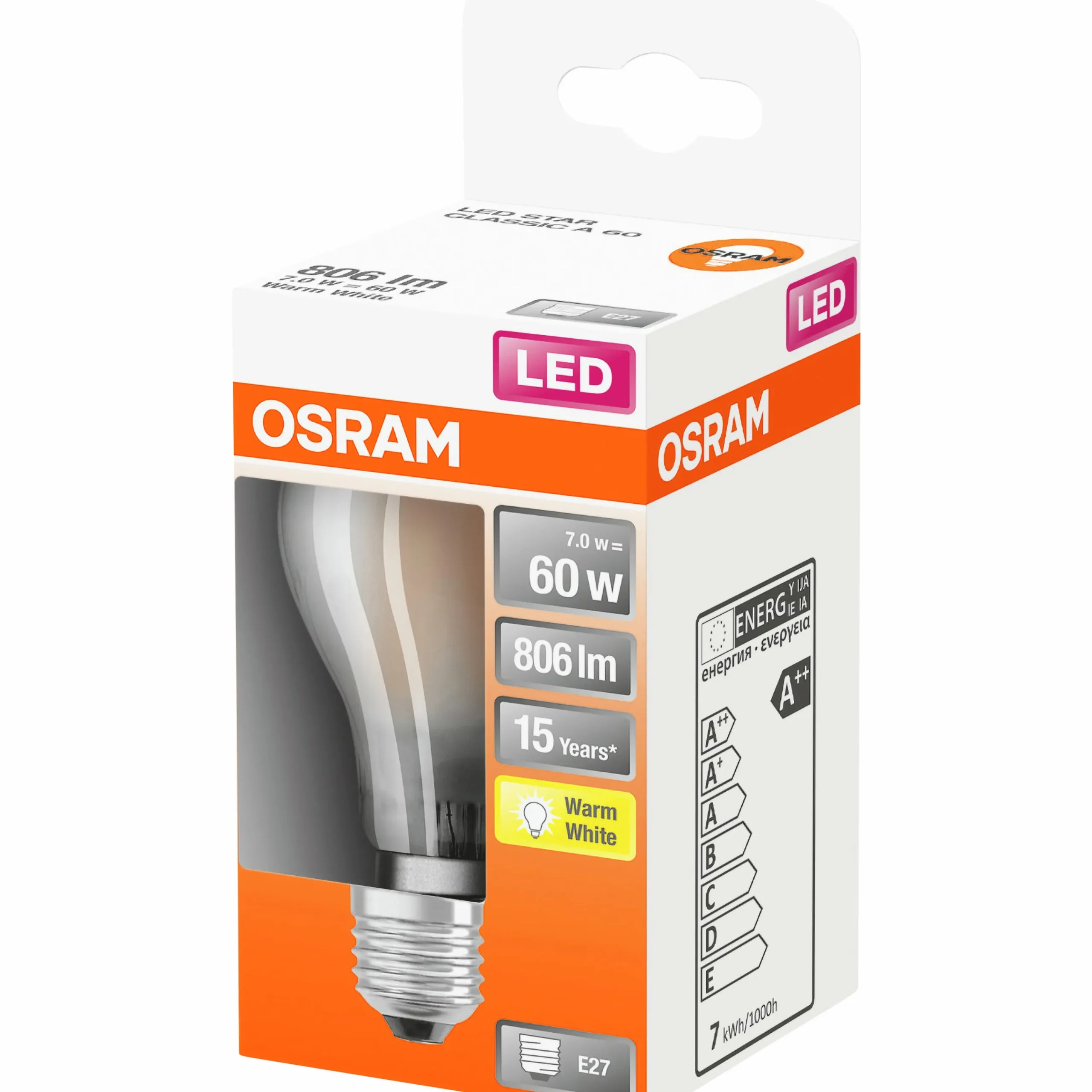 LED-lampa E27 60W>Osram Hot