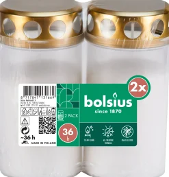 Lykt- och gravljus 36 timmar Vit 2-p>Bolsius New