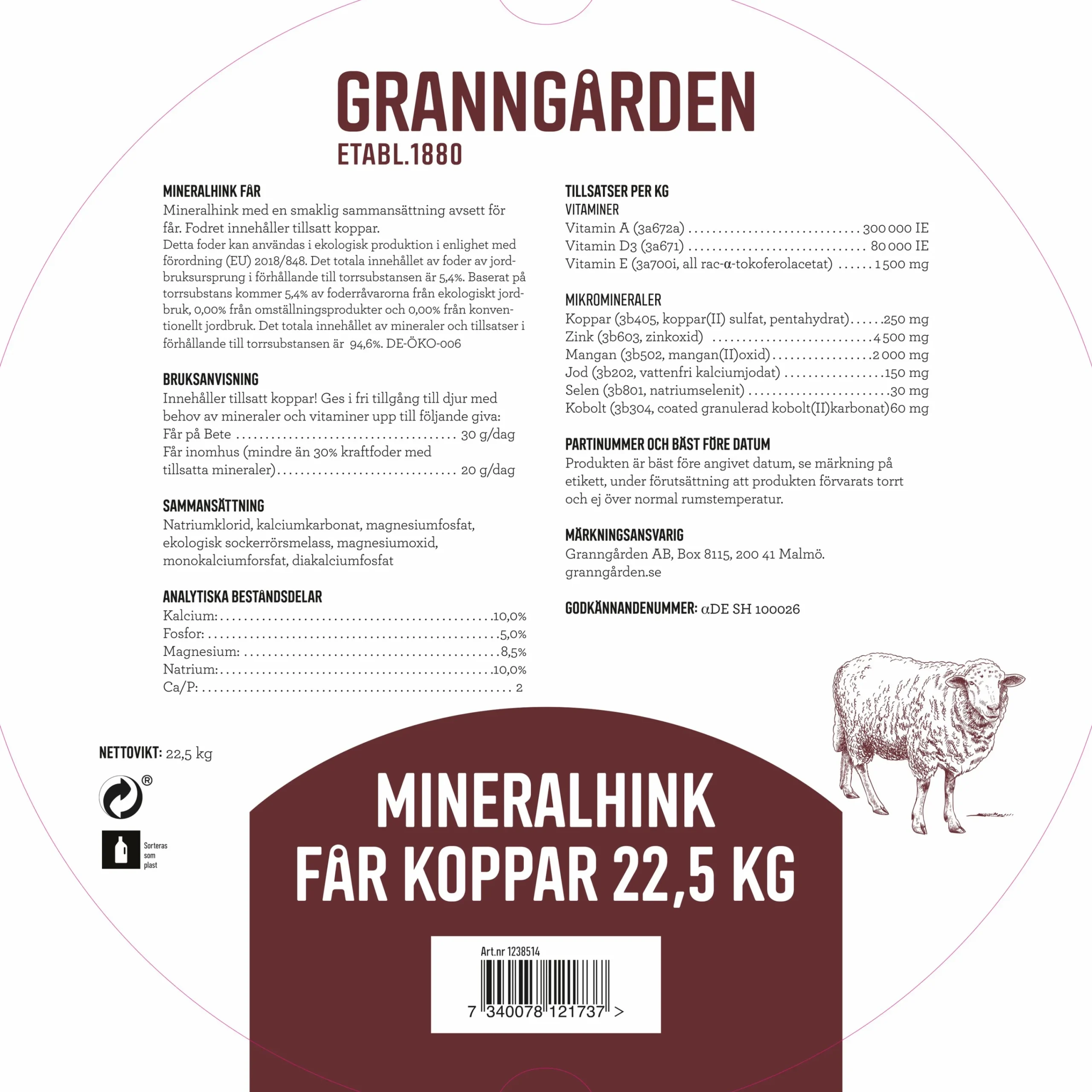 Mineralbalja Får Koppar 22,5kg>Granngården Online