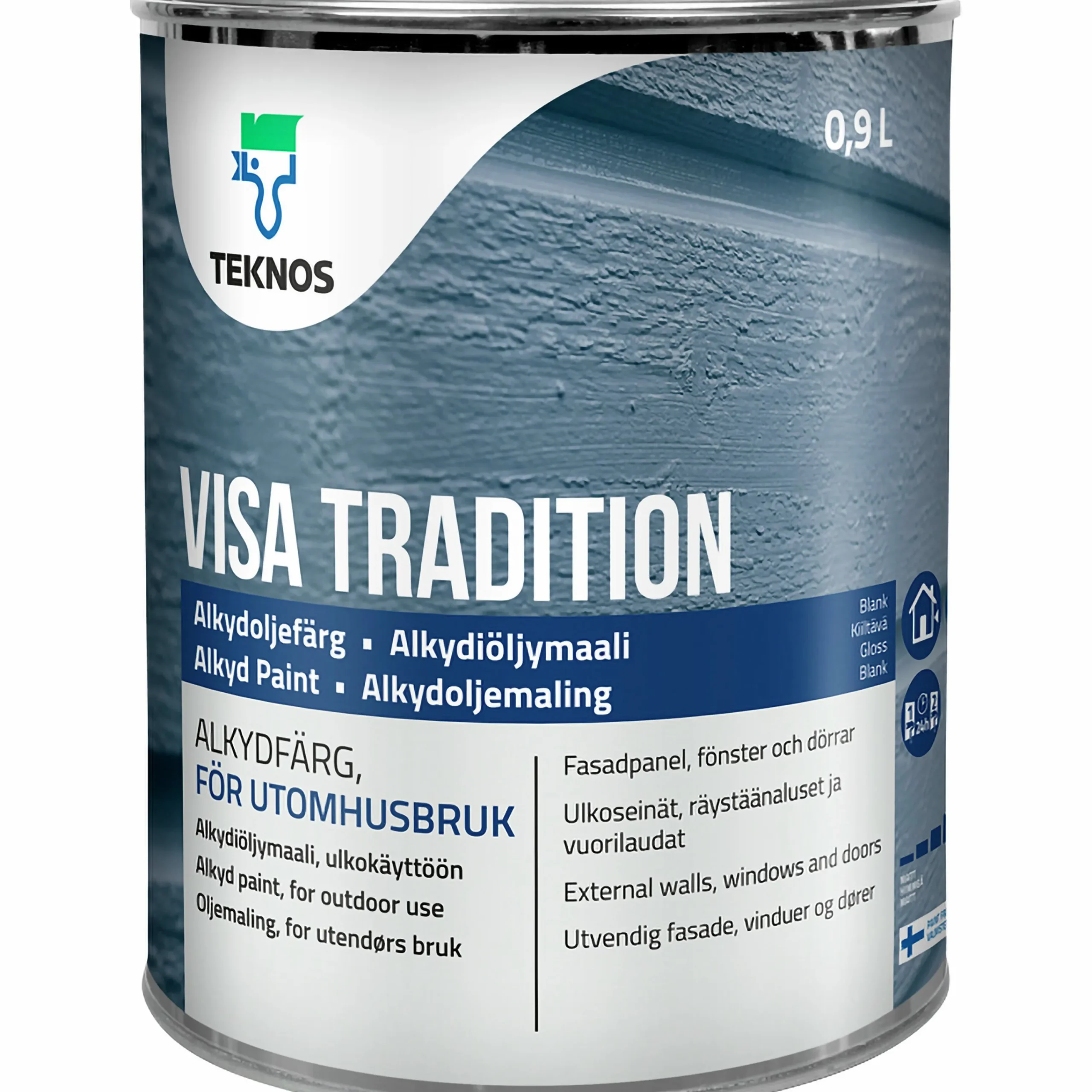 Målarfärg Visa Tradition svart utomhus 1L>Teknos Clearance