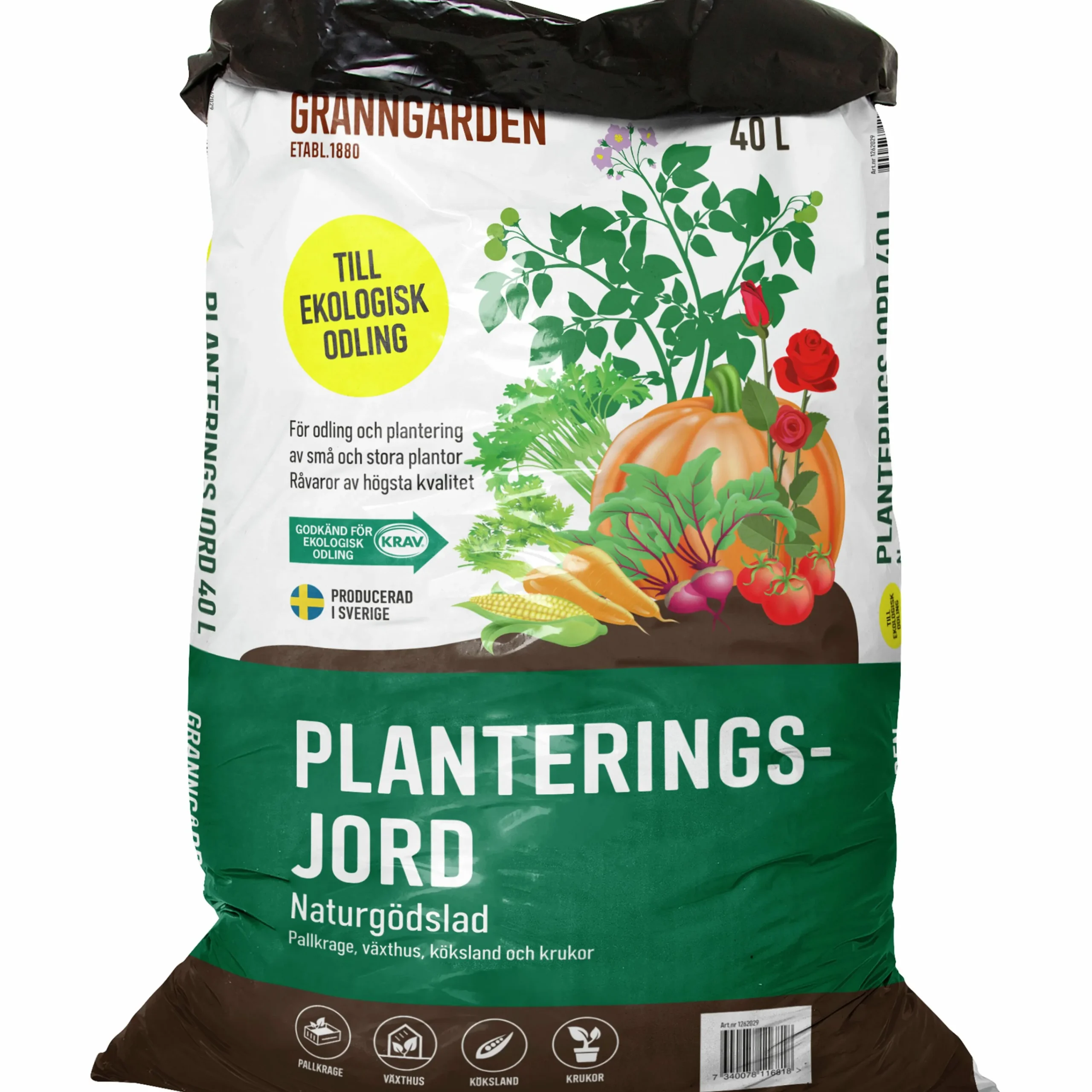 Planteringsjord Naturgödslad KRAV 40L>Granngården Discount
