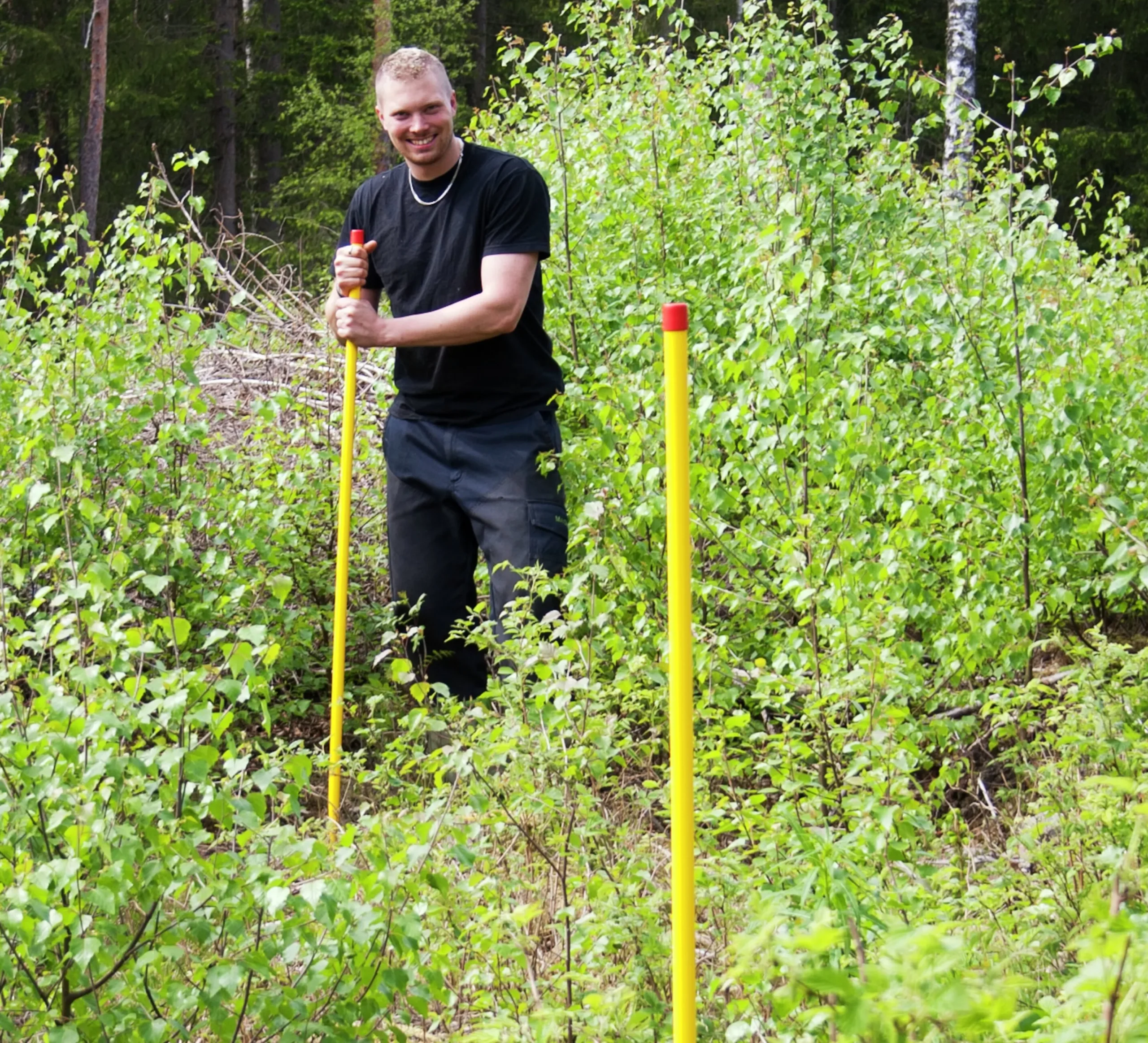 Rågångsstolpe stolpen LD-polyeten gul/röd 150cm>Keba Hot