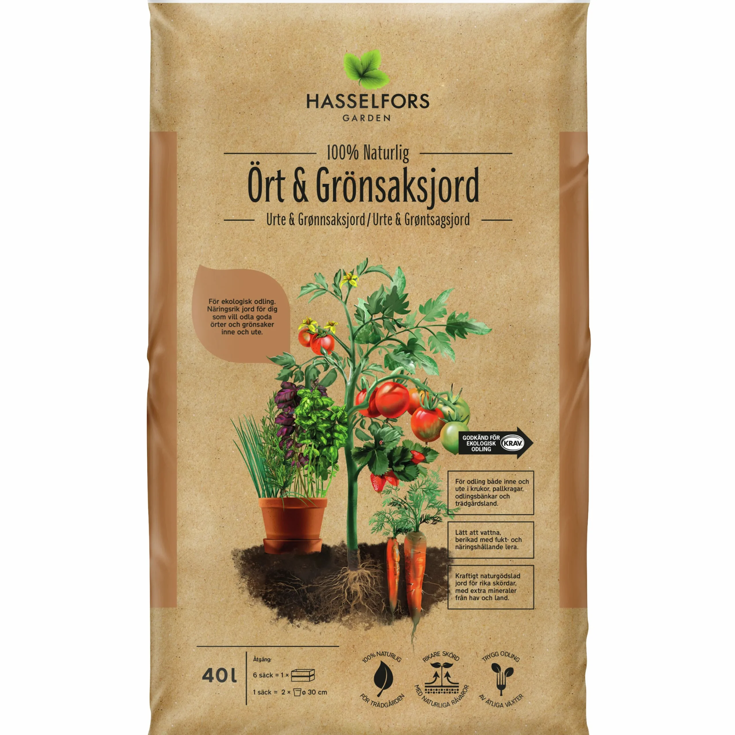 Örtjord & Grönsaksjord Hasselfors KRAV 40L>Hasselfors Garden Sale