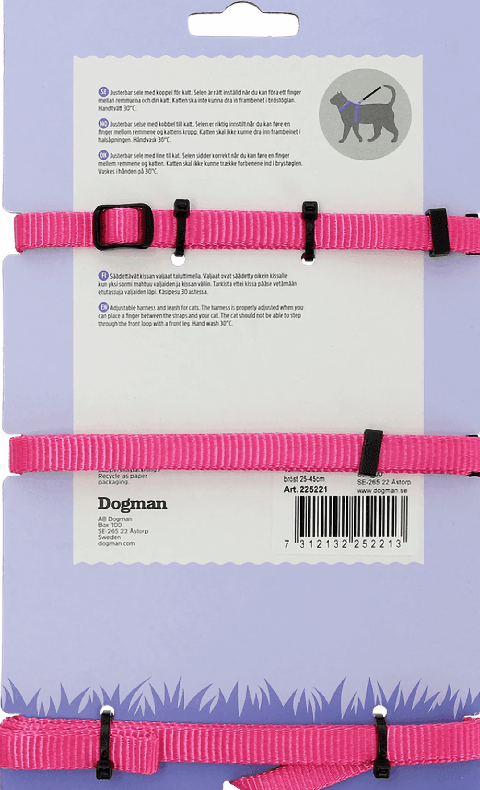 Sele med koppel Findus Rosa>Dogman New