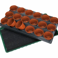 Set 18st 9cm krukor m.bevattningsmatta 56x31cm>Nelson Garden Hot