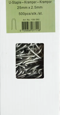 Stängselkrampor 25x2,5mm 500-p>Nordic Fence Outlet