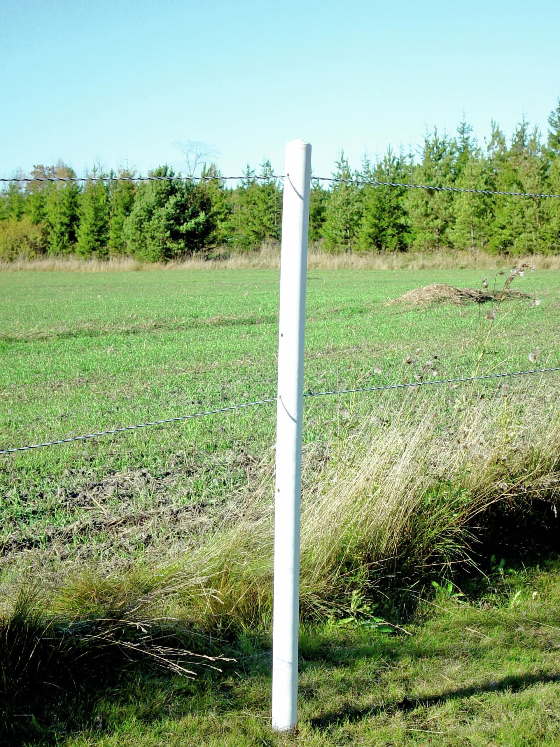 Stängselstolpe rund plast 65mm 1,8m vit>Equisafe New
