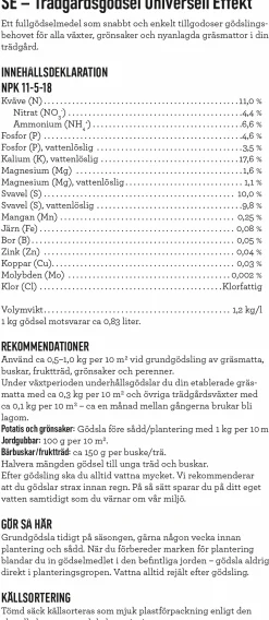 Trädgårdsgödsel Universell Effekt 15kg>Granngården Outlet