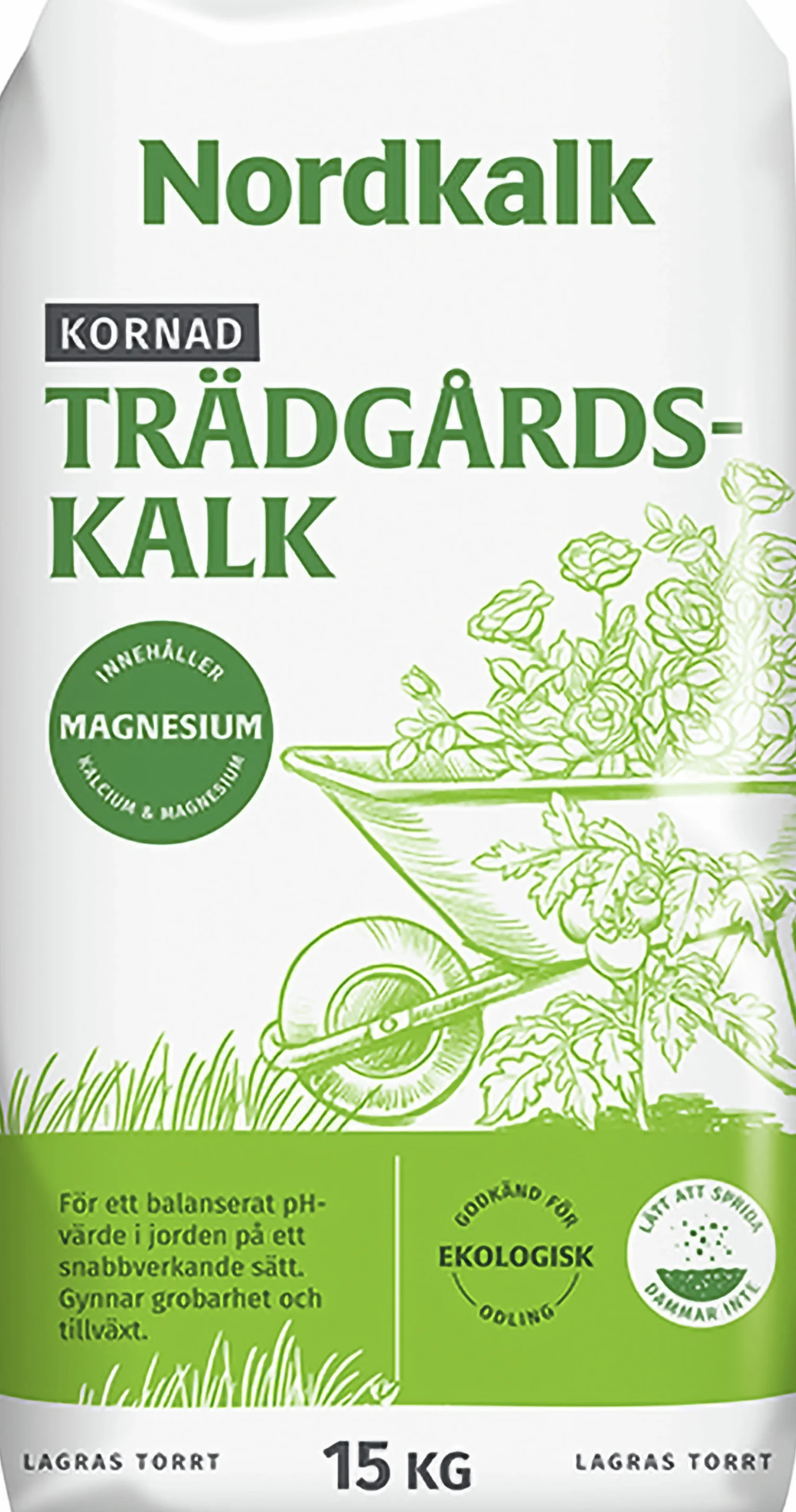 Trädgårdskalk Kornad kalk 15kg>Nordkalk Online