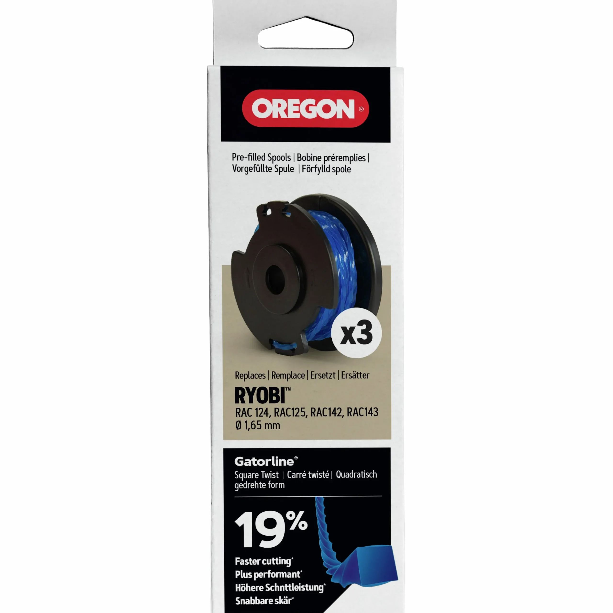 Trimmertråd på spole Ryobi Twist Ø1,65mm 3-p>Oregon Hot