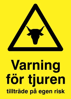 Varningsskylt 'Varning för tjuren' plast gul 150x210mm>Ses and Le Discount
