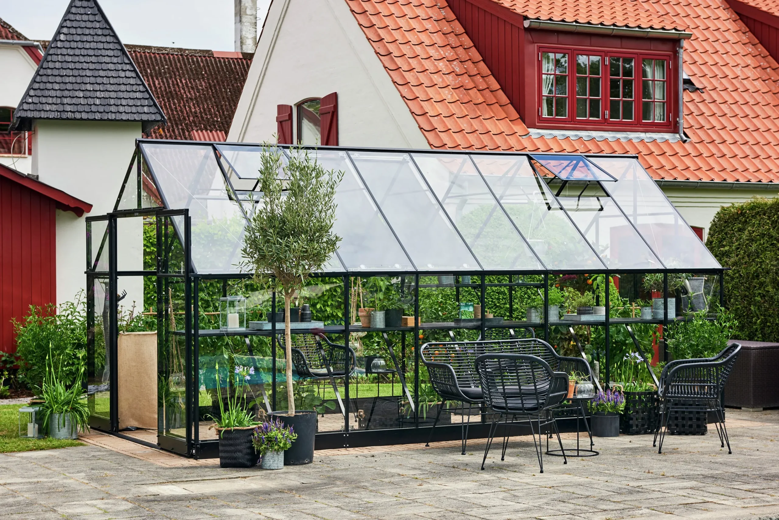 Växthus+Sockel Qube+ 816 Svart 13m2>Halls